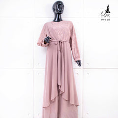Ozias - Gamis Brokat Combi Ceruty 09818 Ld 105 I Gamis Muslimah Wanita I Gamis Kondangan Mewah