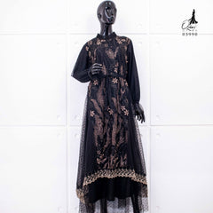 GAMIS OZIAS TILE BORDIR PREMIUM 03990 LD 105 I Gamis Rompi Wanita I Gamis Wisuda Muslimah  Motif Nyaman