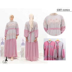 GAMIS OZIAS CERUTY BORDIR 03924 LD 105 I Gamis Simpel Pesta I Gamis Wanita Muslimah Nyaman Panjang