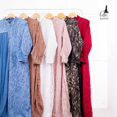 GAMIS OZIAS BROKAT AZURA 09999 LD 105 I Gamis Kondangan Simpel I Gamis Muslimah Wisuda Nyaman Panjang