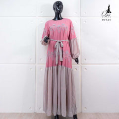 GAMIS OZIAS CERUTY BORDIR 03924 LD 105 I Gamis Simpel Pesta I Gamis Wanita Muslimah Nyaman Panjang