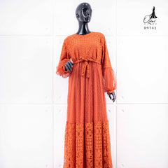 GAMIS OZIAS BROKAT FIMELA 09741 LD 105 & LD 120 I Gamis Tangan Balon I Gamis Kondangan Busui Friendly Nyaman Panjang Dress