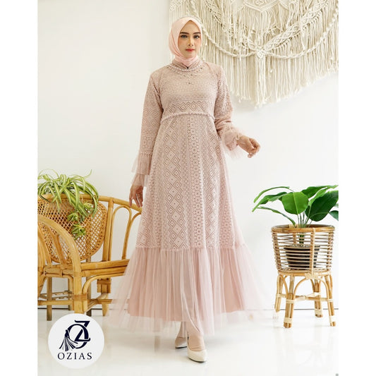 GAMIS OZIAS BROKAT IMPORT 09618 LD 105 I Gamis Fashion Simpel I Gamis Remaja Mewah