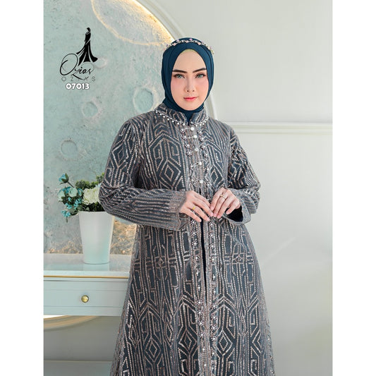 GAMIS OZIAS TILE ROMPI 07013 LD 105 I Gamis Kondangan Cantik I Gamis Fashion Lamaran Nyaman Panjang