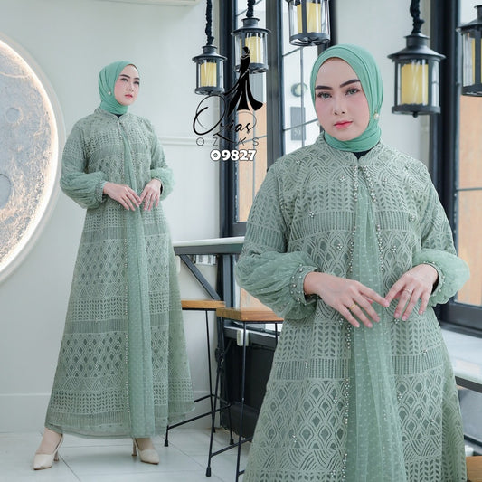 GAMIS OZIAS BROKAT BALIYA 09827 LD 105 I Gamis Pesta kondangan I Hijab Fashion Nyaman Panjang