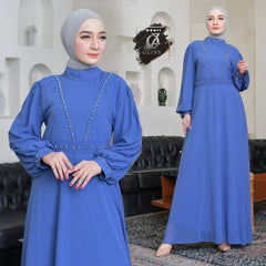GAMIS OZIAS SIFON CERUTY 09611 LD 105 I Gamis Simpel Kondangan I Fashion Muslimah Busui Friendly Wanita Panjang Nyaman