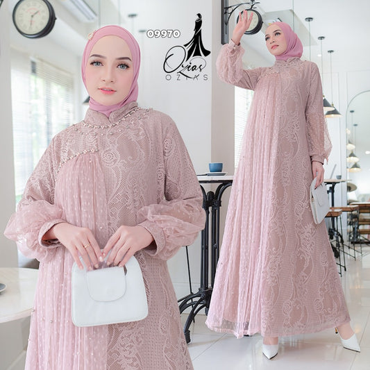 GAMIS BROKAT HARUKA OZIAS 09970 LD 105 I Gamis Fashion Muslimah I Gamis Wanita Cantik Panjang Santai