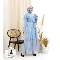 GAMIS OZIAS BROKAT GARDEN LACE 09836 LD 105CM I Gamis Simpel Wisuda I Gamis Lebaran Busui Friendly Muslim Nyaman