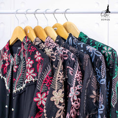 GAMIS OZIAS TILE BORDIR COMBI CERUTY 03956 LD 105CM I Gamis Abaya Muslimah I Fashion Muslimah Busui Friendly Nyaman