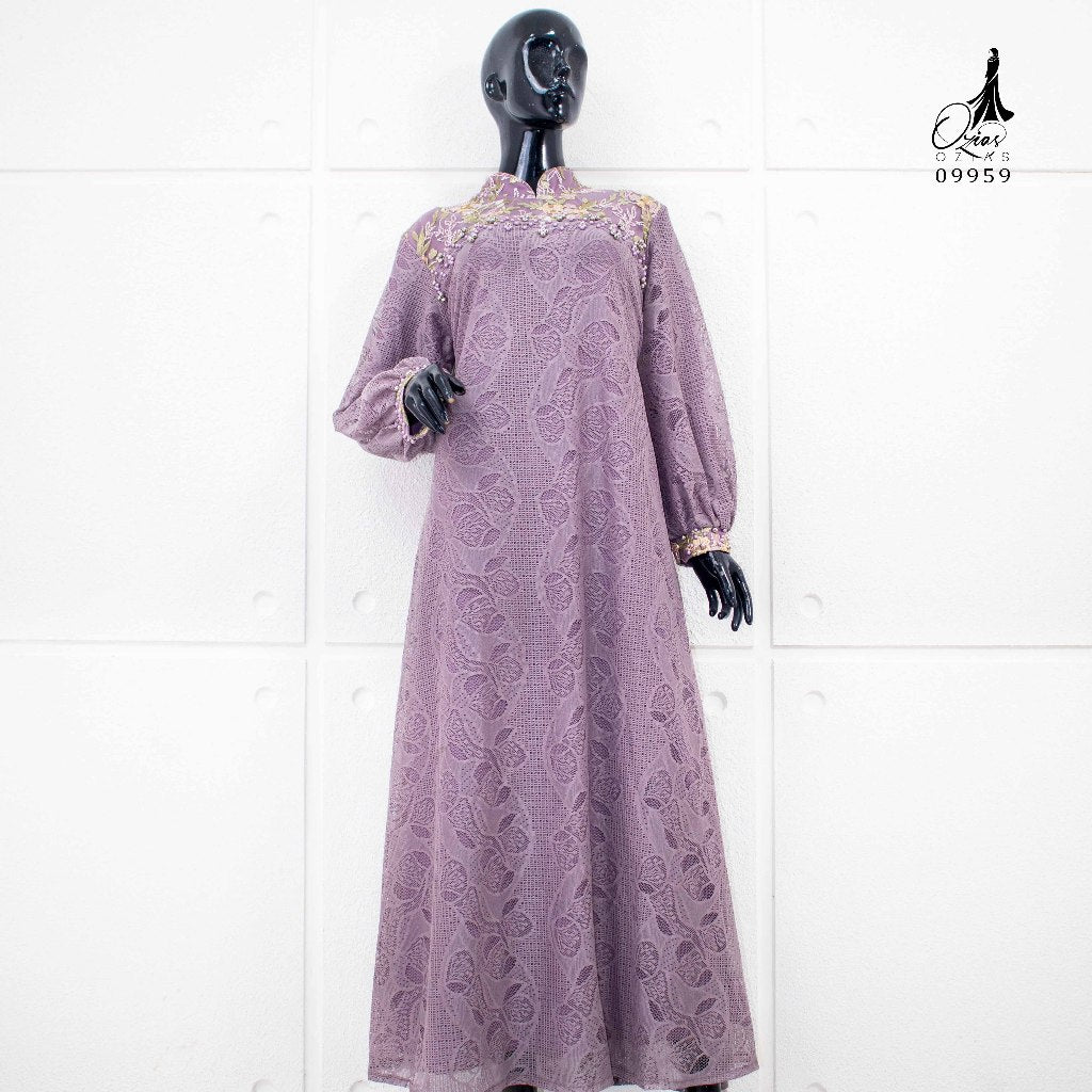 GAMIS OZIAS BROKAT FIORA 09959 LD 105 I Gamis Pesta Kondangan I Fashion Muslimah Remaja  Motif Nyaman