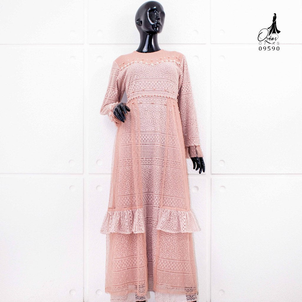 GAMIS OZIAS BROKAT IMPORT 09590 LD 105 I Gamis Fashion muslimah I Gamis Pesta Simpel Wanita Nyaman Panja