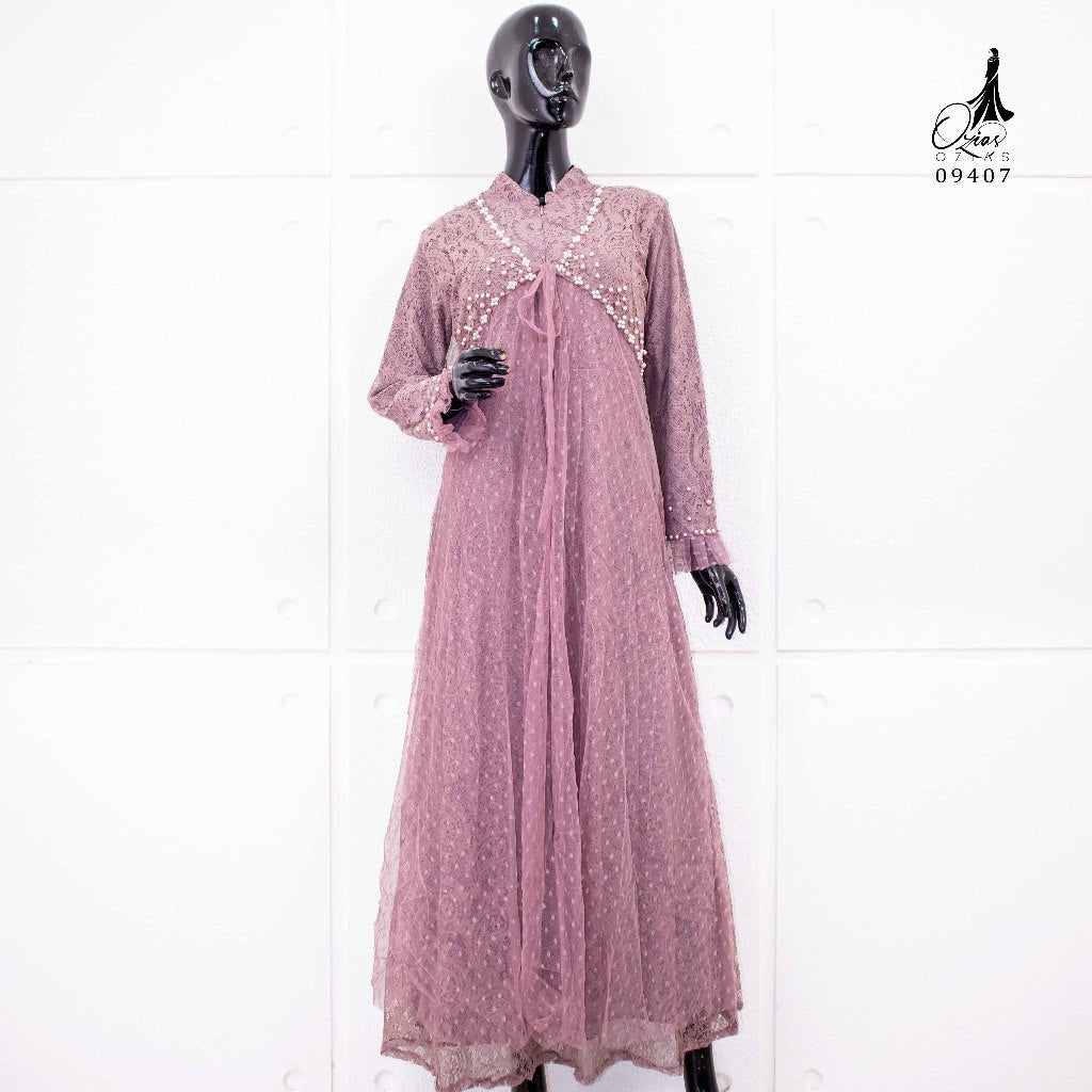 GAMIS OZIAS BROKAT KAGURA 09407 LD 105 I Gamis Kondangan Simpel I Gamis Pesta Dewasa