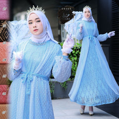 GAMIS OZIAS BROKAT 09369 LD 105 I Gamis Tangan Balon I Gamis Formal Nyaman Panjang Mewah