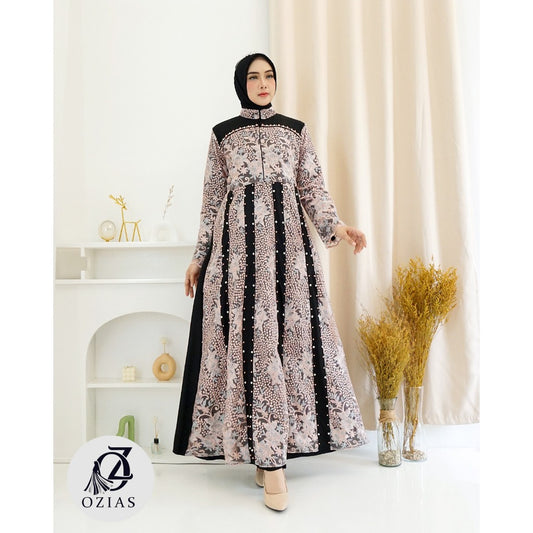 GAMIS OZIAS JETBLACK 03910 LD 105 I Gamis Kondangan Cantik I Gamis Pesta Muslimah Santai Panjang