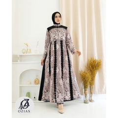 GAMIS OZIAS JETBLACK 03910 LD 105 I Gamis Kondangan Cantik I Gamis Pesta Muslimah Santai Panjang