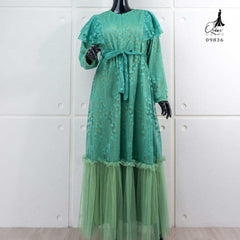 GAMIS OZIAS BROKAT GARDEN LACE 09836 LD 105CM I Gamis Simpel Wisuda I Gamis Lebaran Busui Friendly Muslim Nyaman