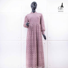GAMIS OZIAS BROKAT LAURA 09545 LD 105 I Gamis Super Adem Simpel I Gamis Umroh Busui Friendly Nyaman Motif