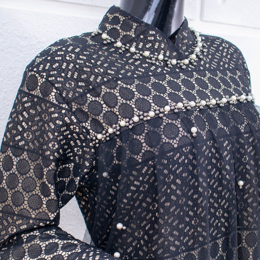 GAMIS OZIAS BROKAT POLKA 09633 LD 105 I Gamis Wisuda Sampel I Fashion Muslim Panjang Nyaman