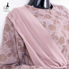 Ozias - Gamis Brokat Combi Ceruty 09818 Ld 105 I Gamis Muslimah Wanita I Gamis Kondangan Mewah