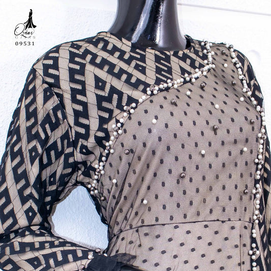 GAMIS OZIAS BROKAT ZIGZAG 09531 LD 105 I Gamis Lebaran Cantik I Gamis Wanita Kondangan Motif Muslim