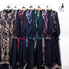 GAMIS OZIAS TILE BORDIR PREMIUM 03990 LD 105 I Gamis Rompi Wanita I Gamis Wisuda Muslimah  Motif Nyaman