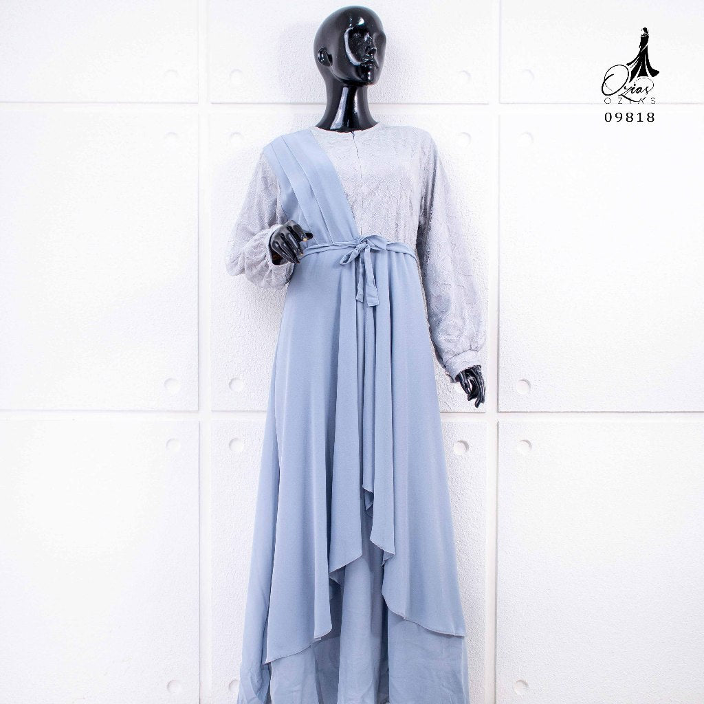 Ozias - Gamis Brokat Combi Ceruty 09818 Ld 105 I Gamis Muslimah Wanita I Gamis Kondangan Mewah
