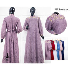 GAMIS OZIAS BROKAT FIORA 09959 LD 105 I Gamis Pesta Kondangan I Fashion Muslimah Remaja  Motif Nyaman