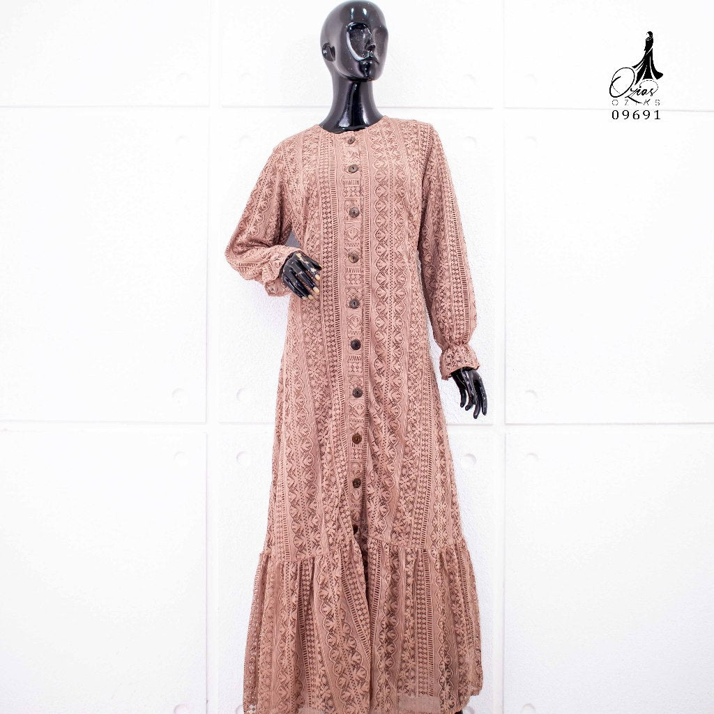 GAMIS OZIAS BROKAT MONICA 09691 LD 105 I Gamis Pengajian Dewasa I Busana Muslimah Busui Friendly Panjang Santai