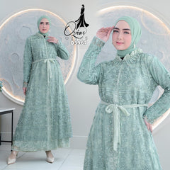 GAMIS OZIAS TILE BORDIR CHANTILY 03967 LD 105 I Gamis Kondangan Muslimah I Gamis Wisuda Wanita Nyaman Panjang
