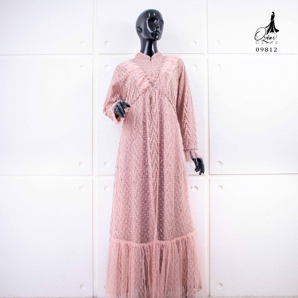 GAMIS OZIAS BROKAT ZIGZAG 09812 LD 105 I Gamis Pesta Muslimah I Fashion Muslim Busui Friendly Nyaman Panjang