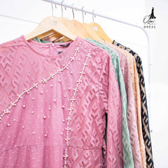 GAMIS OZIAS BROKAT ZIGZAG 09531 LD 105 I Gamis Lebaran Cantik I Gamis Wanita Kondangan Motif Muslim