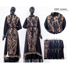 GAMIS OZIAS TILE BORDIR PREMIUM 03990 LD 105 I Gamis Rompi Wanita I Gamis Wisuda Muslimah  Motif Nyaman