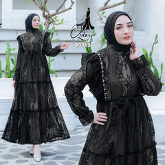 GAMIS OZIKO BROKAT IORA HARUKA 09983 LD 105 120 Gamis Busui Friendly I Gamis Kondangan Mewah Muslim Nyaman