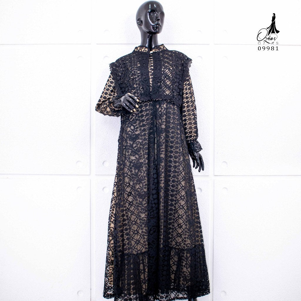 GAMIS OZIAS BROKAT FIMELA 09981 LD 105 I Gamis Fashion Muslimah I Busana Wisuda  Nyaman Panjang