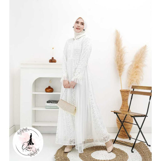 GAMIS OZIAS BROKAT KAGURA PREMIUM 09906 LD 105 I Gamis Muslimah Busui Friendly I Gamis Pesta Cantik Nyaman Panjang
