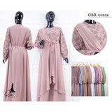 Ozias - Gamis Brokat Combi Ceruty 09818 Ld 105 I Gamis Muslimah Wanita I Gamis Kondangan Mewah