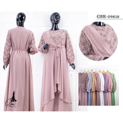 Ozias - Gamis Brokat Combi Ceruty 09818 Ld 105 I Gamis Muslimah Wanita I Gamis Kondangan Mewah