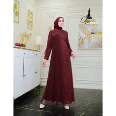 GAMIS OZIAS BROKAT AZURA 09999 LD 105 I Gamis Kondangan Simpel I Gamis Muslimah Wisuda Nyaman Panjang