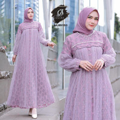 GAMIS OZIAS TILE POLKA 09193 LD 105 I Gamis Wisuda I Fashion Muslim Nyaman Panjang