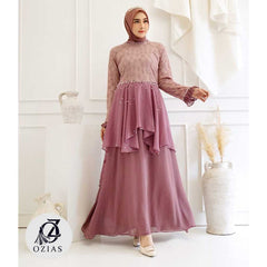 GAMIS OZIAS BROKAT IMPORT 09360 LD 105 I Gamis Rompi 1 in 10 I Gamis Fashion Muslimah Nyaman Panjang