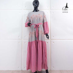GAMIS OZIAS CERUTY BORDIR 03924 LD 105 I Gamis Simpel Pesta I Gamis Wanita Muslimah Nyaman Panjang