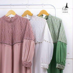 GAMIS OZIAS SIFON COMBI BROKAT ARGYLIE 09869 LD 105CM I Fashion Muslim Simpel Nyaman Panjang