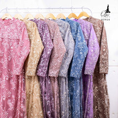 GAMIS OZIAS TILE BORDIR TWOTONE 03954 LD 105 I Gamis Pesta Mewah I Fashion Muslimah Dewasa Nyaman Fit