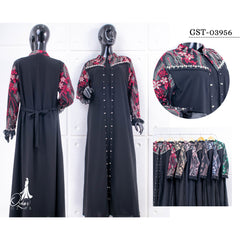 GAMIS OZIAS TILE BORDIR COMBI CERUTY 03956 LD 105CM I Gamis Abaya Muslimah I Fashion Muslimah Busui Friendly Nyaman