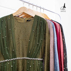 GAMIS OZIAS BROKAT PREMIUM 09532 LD 105 I Gamis Kondangan Remaja I Gamis Simpel Mewah