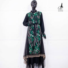 GAMIS OZIAS TILE BORDIR PREMIUM 03990 LD 105 I Gamis Rompi Wanita I Gamis Wisuda Muslimah  Motif Nyaman