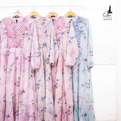 GAMIS OZIAS CERUTY SAKURA 03977 LD 105 I Gamis Kondangan Mewah I Busui Friendly Motif Muslim