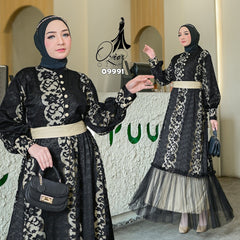 GAMIS OZIAS BROKAT JASMINE 09991 LD 105 120 I Gamis Kondangan Pesta I Gamis Wisuda Remaja Muslim Nyaman 2XL