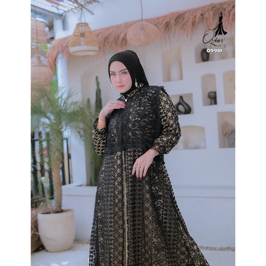 GAMIS OZIAS BROKAT FIMELA 09981 LD 105 I Gamis Fashion Muslimah I Busana Wisuda  Nyaman Panjang