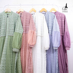 GAMIS OZIAS BROKAT ARABELLA 09866 LD 105 & LD 120 I Gamis Jumbo Premium I Gamis Busui Friendly Muslim Santai Nyaman Panjang